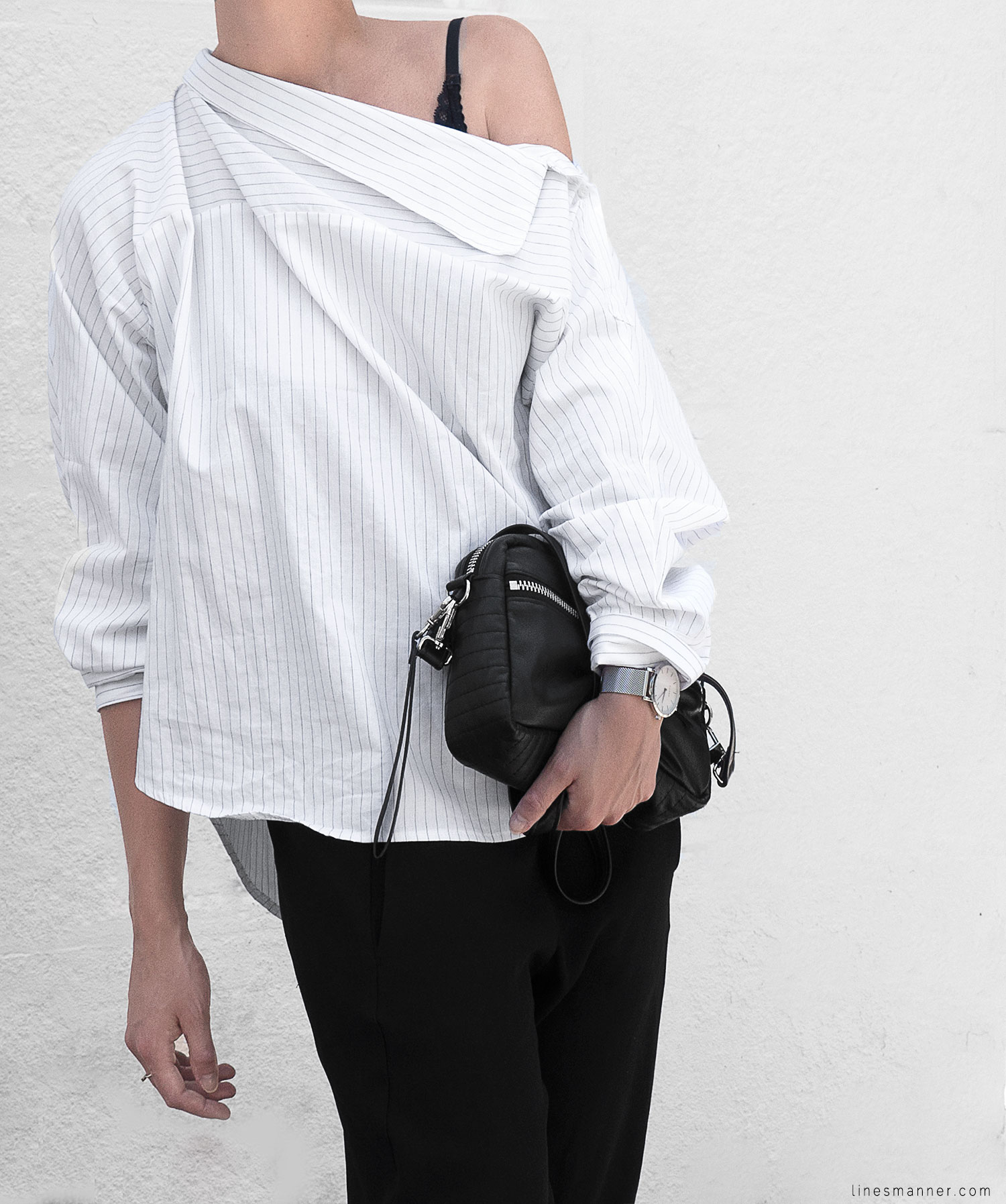 Lines-Manner-Simplicity-Off_shoulder-Monochrome-Noway_Monday-Details-Edgy6Backward-Sleek Statement_piece-Pinstripe-Business-Shirt-Minimal-Essentials-Outfit-Fashion-Minimal_fashion-Slides-Everlane-6