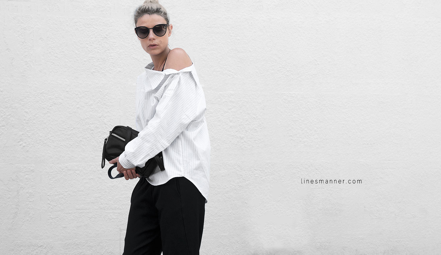 Lines-Manner-Simplicity-Off_shoulder-Monochrome-Noway_Monday-Details-Edgy6Backward-Sleek Statement_piece-Pinstripe-Business-Shirt-Minimal-Essentials-Outfit-Fashion-Minimal_fashion-Slides-Everlane-2