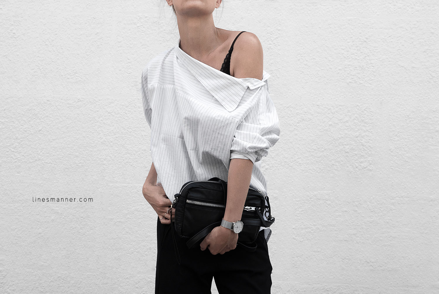 Lines-Manner-Simplicity-Off_shoulder-Monochrome-Noway_Monday-Details-Edgy6Backward-Sleek Statement_piece-Pinstripe-Business-Shirt-Minimal-Essentials-Outfit-Fashion-Minimal_fashion-Slides-Everlane-10